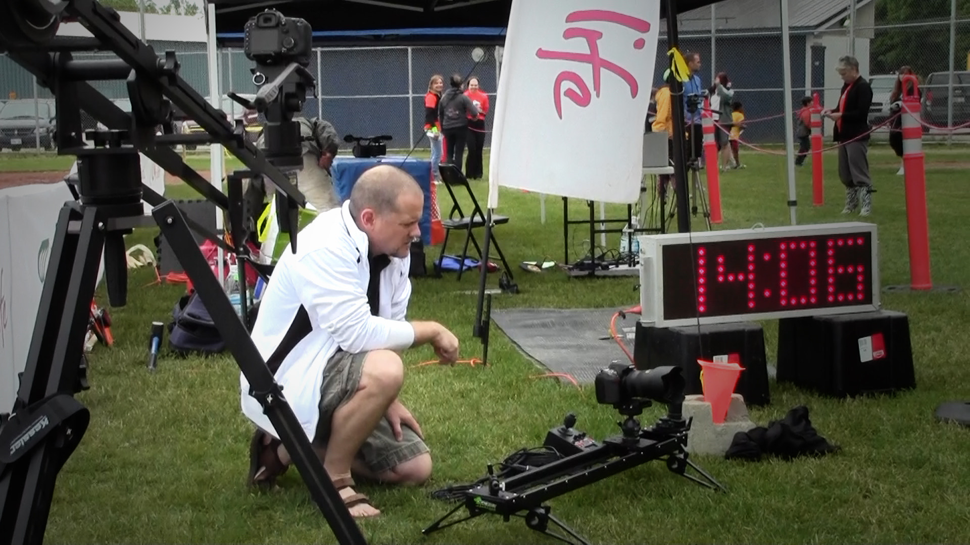 Andy Hourahine on location with camera rigs at a Waterloo Region shoot